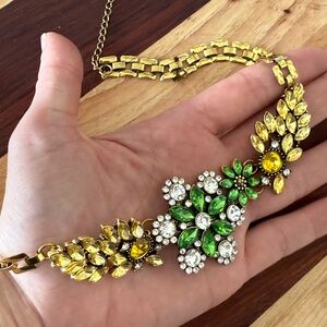 Elegant Vintage Inspired Gold and Green Gemstone Statement Necklace